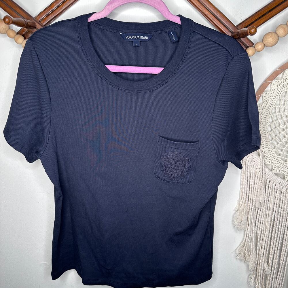 Veronica Beard Pruitt navy Logo Pocket T